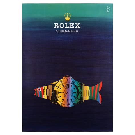 Original Vintage Watch Poster Rolex Submariner Switzerland